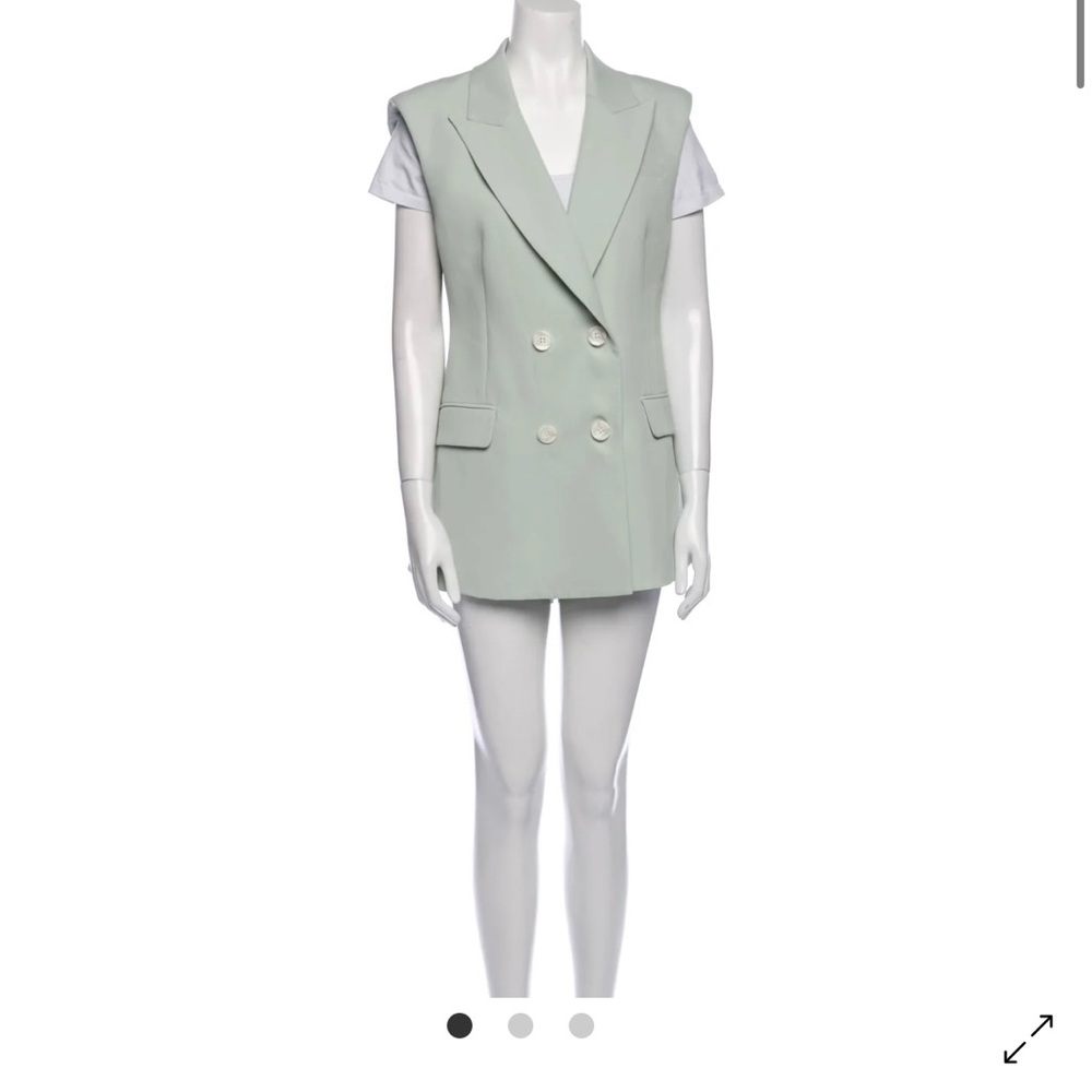 Veronica Beard Light Green Double-Breasted Vest and Skirt Set
